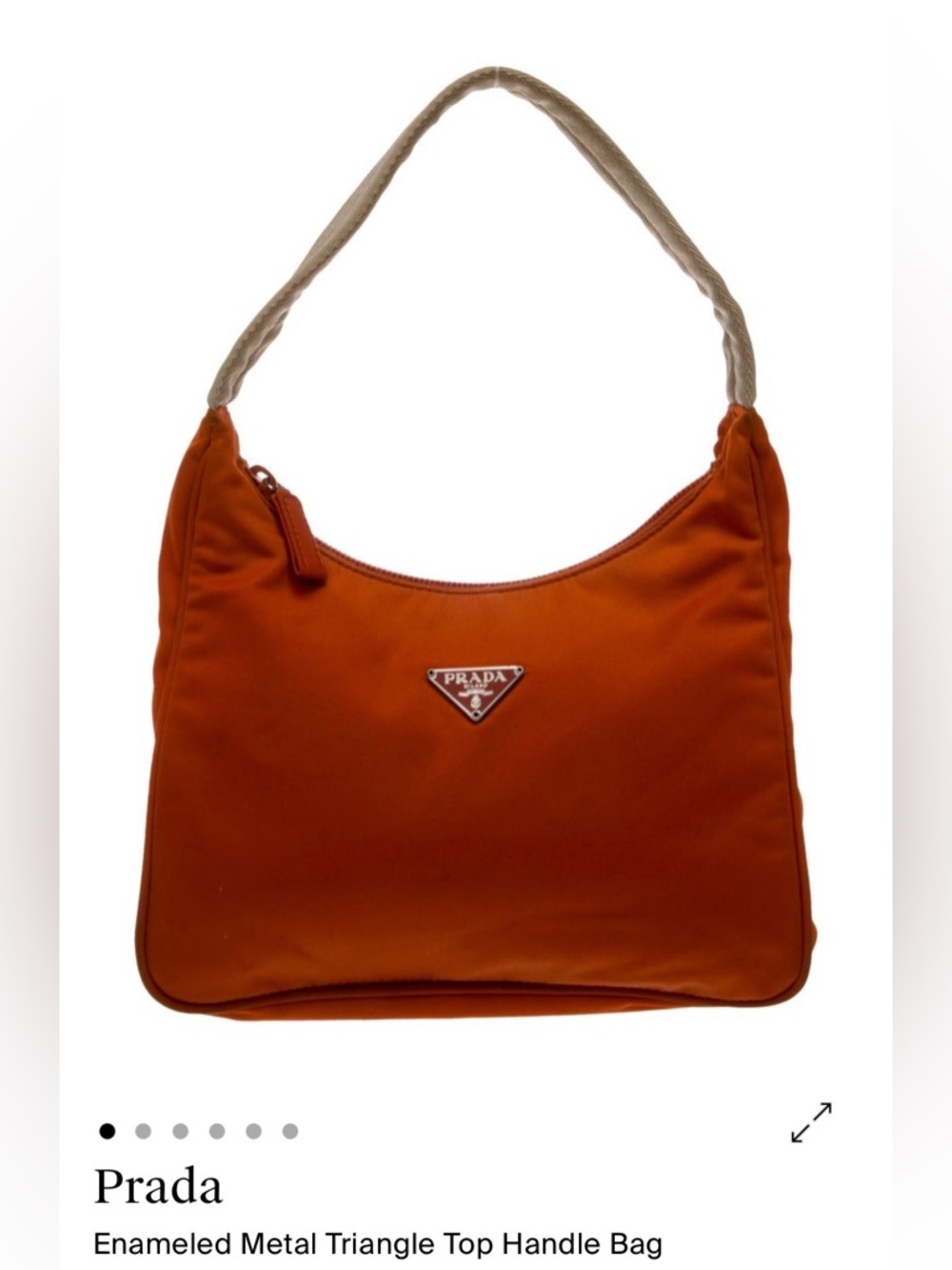 Prada Orange Nylon Hobo Shoulder Bag with Cream Strap